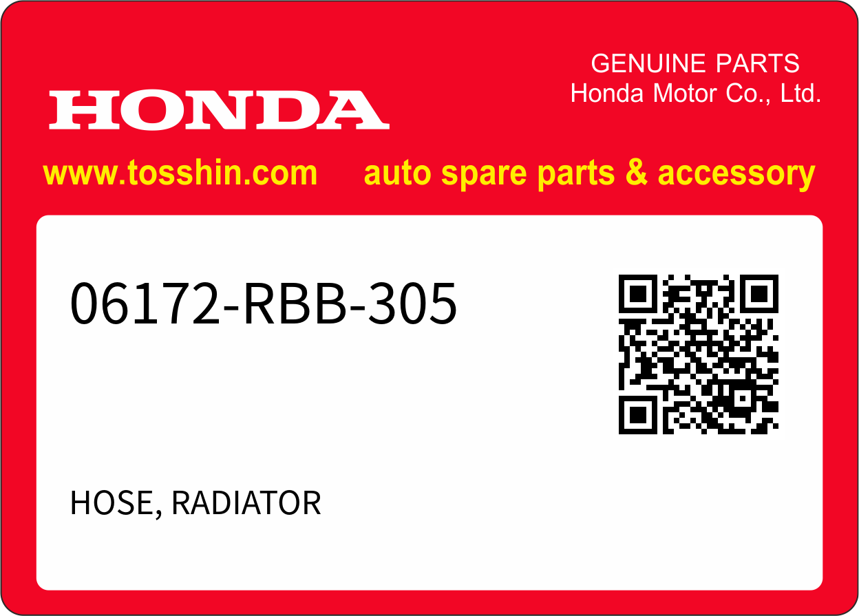 Honda 06172-RBB-305 HOSE, RADIATOR