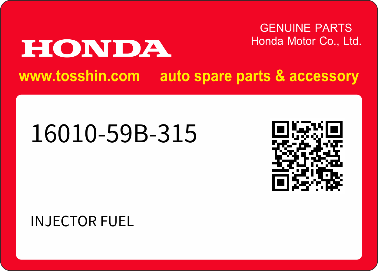 Honda 16010-59B-315 INJECTOR FUEL