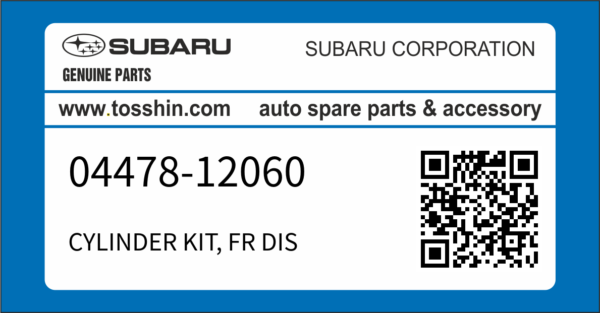 SUBARU 04478-12060 CYLINDER KIT, FR DIS