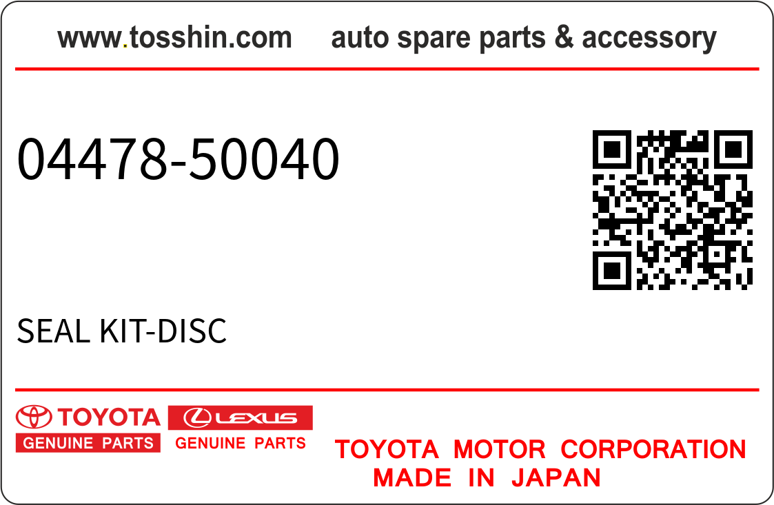 Toyota 04478-50040 SEAL KIT-DISC