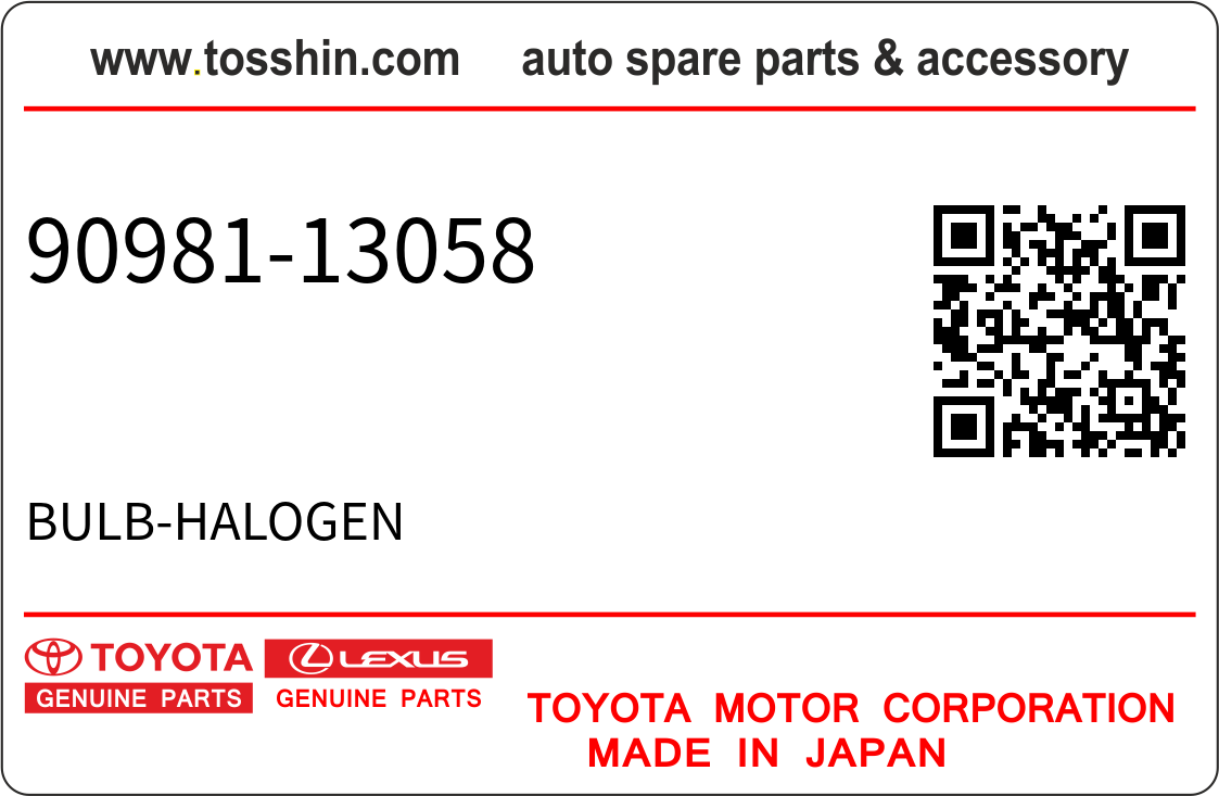 Toyota 90981-13058 BULB-HALOGEN