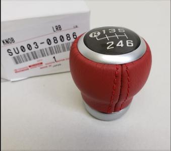 Ручка КПП. Красный. Кожа